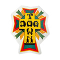 Dogtown Skateboards 80s Cross Logo 4" Rasta Sticker - 5150 Skate Shop