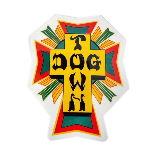 Dogtown Skateboards 80s Cross Logo 4" Rasta Sticker - 5150 Skate Shop