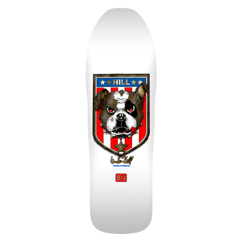 Powell Peralta  10" x 31.5" Frankie Hill Bulldog Reissue White / Gold Foil Skateboard Deck