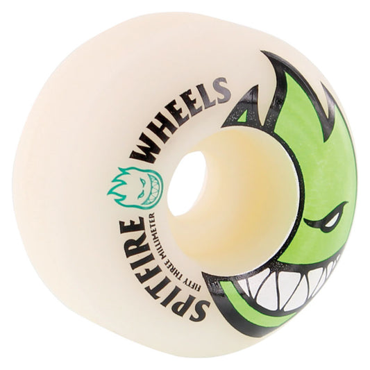 Spitfire 53mm 99du BIGHEAD White W/Green Skateboard Wheels 4pk