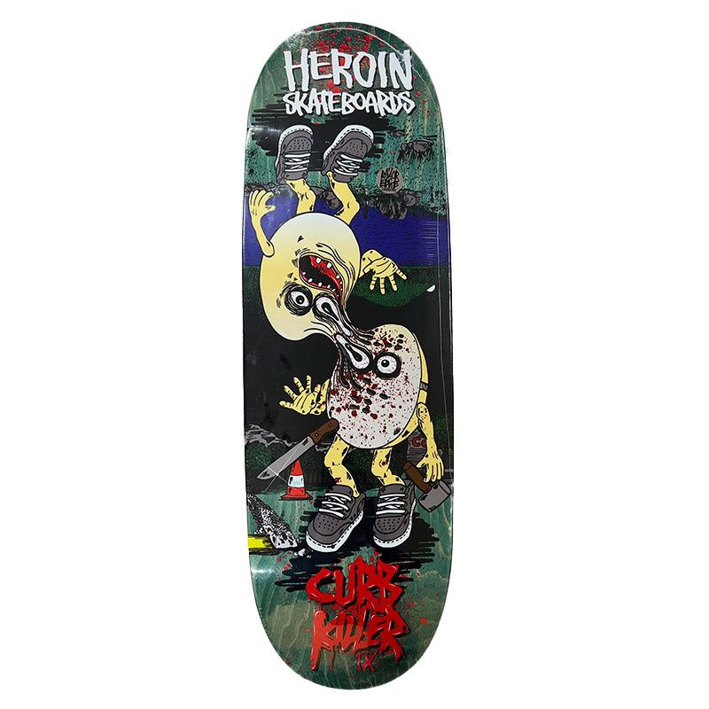 Heroin 10" x 32.6" CURB KILLER 9 MERGED Green Stain Skateboard Deck 5150 Skate Shop
