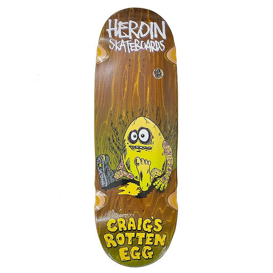 Heroin 10.0" Craig Questions Craig's Rotten Egg Shaped Wheel Wells (BROWN STAIN) Skateboard Deck - 5150 Skate Shop