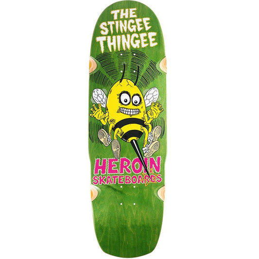 Heroin 9.80" Stingee Thingee Shaped Green Stain Skateboard Deck-5150 Skate Shop