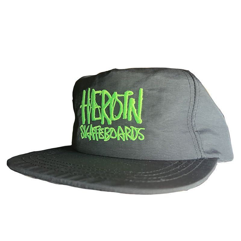 Heroin SCRIPT NYLON SNAPBACK BLACK/GREEN Hat 5150 Skate Shop