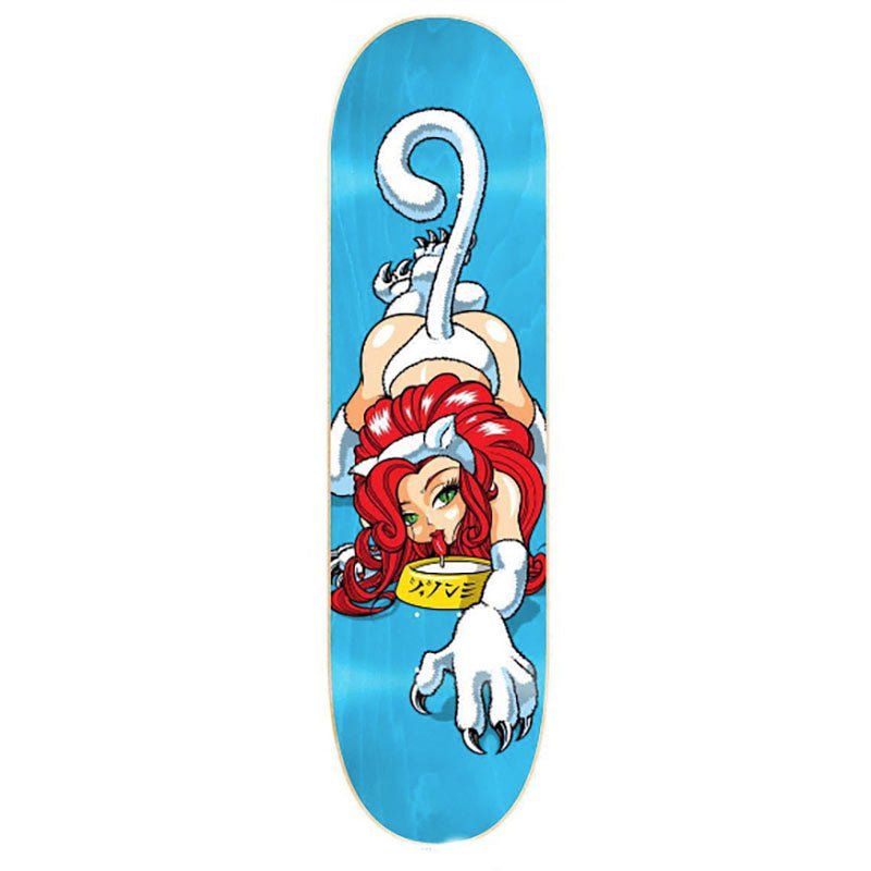 HOOK-UPS Skateboards 8.25" X 32.25" Milky Cat BLUE STAIN Skateboard Deck 5150 Skate Shop
