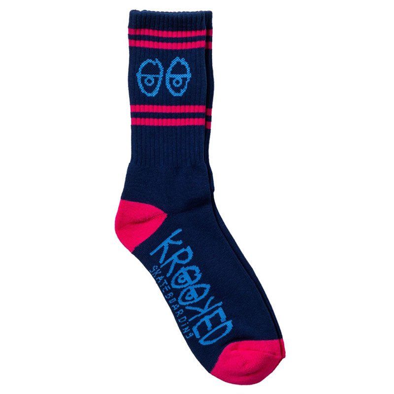 Krooked EYES EMB NAVY/MAGENTA Socks 1pr 5150 Skate Shop