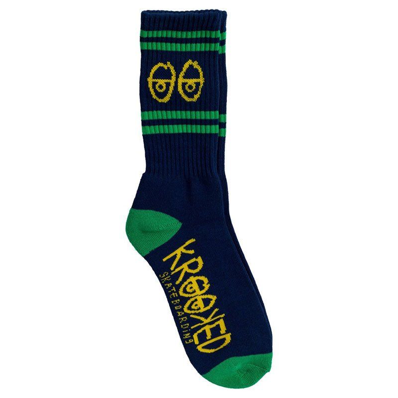 Krooked EYES SOCKS NAVY/GREEN/YELLOW Socks 1pr 5150 Skate Shop