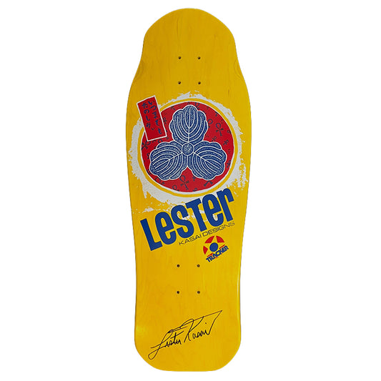 Tracker Deck Singed By Lester Kasai Oak Leaf Yellow Skateboard Deck