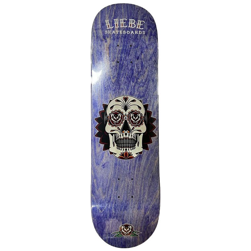 Liebe 8.5" x 32" Calavera Rosa Blue Stain Skateboard Deck - 5150 Skate Shop