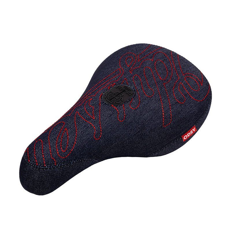 Odyssey Big Stitch Fat Seat Denim with Red Embroidery Bicycle Seats 5150 Skate Shop