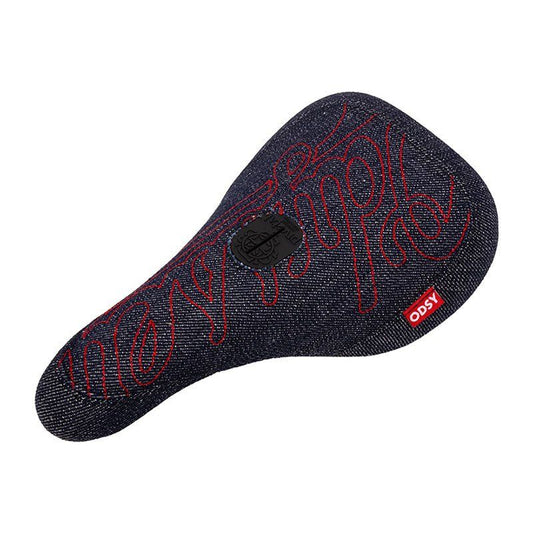 Odyssey Big Stitch Slim Seat Denim with Red Embroidery Bicycle Seats 5150 Skate Shop