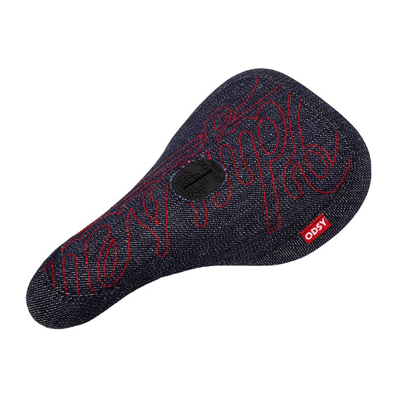 Odyssey Big Stitch Slim Seat Denim with Red Embroidery Bicycle Seats