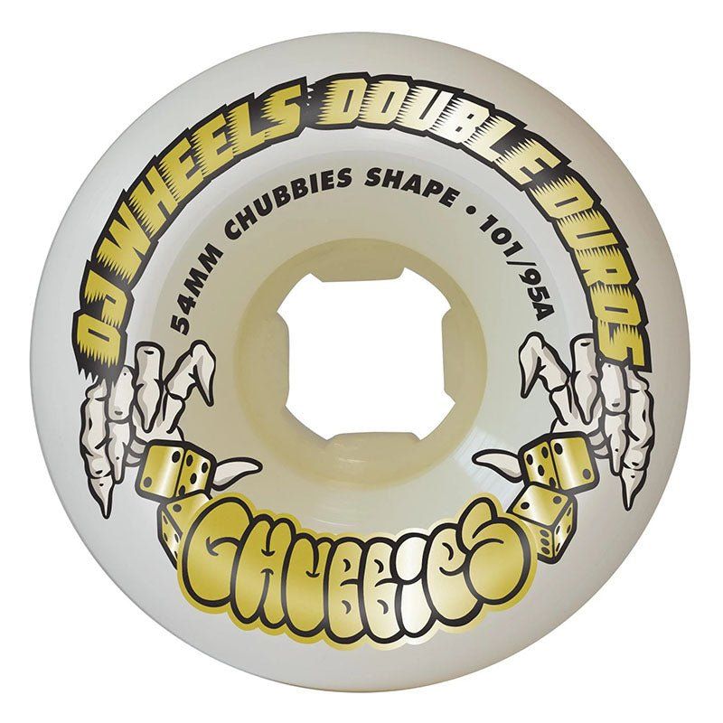 OJ 54mm 101a/95a Double Duro White Chubbies Skateboard Wheels 4pk 5150 Skate Shop
