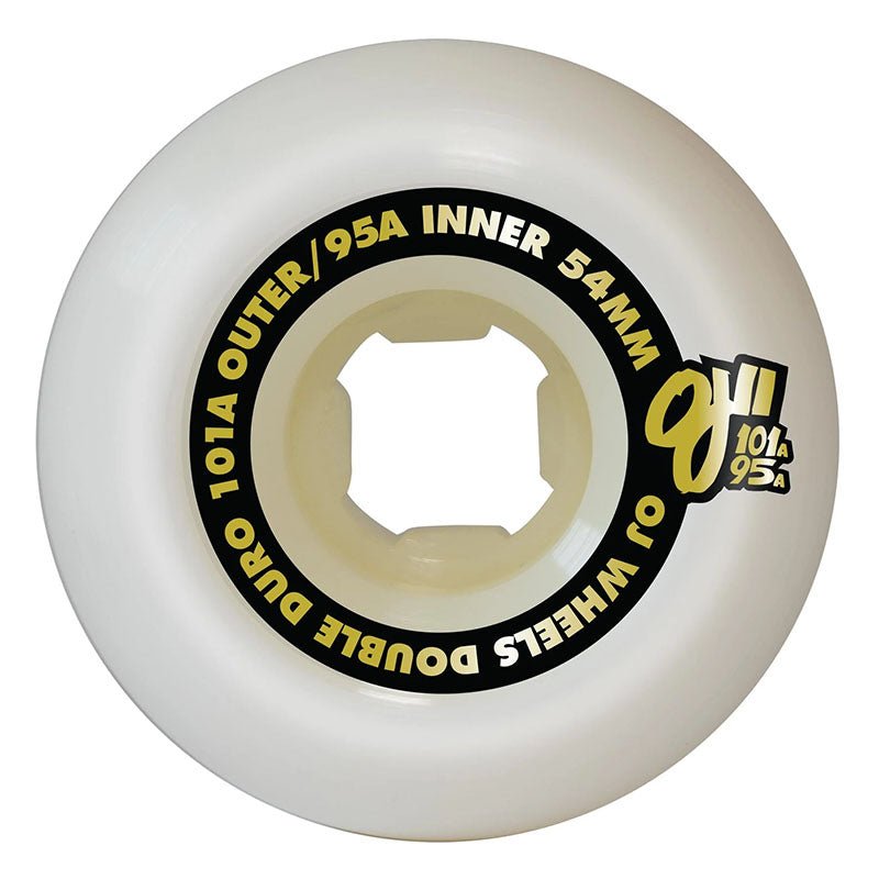 OJ 54mm 101a/95a Double Duro White Hardline Skateboard Wheels 4pk (Shipping Monday)