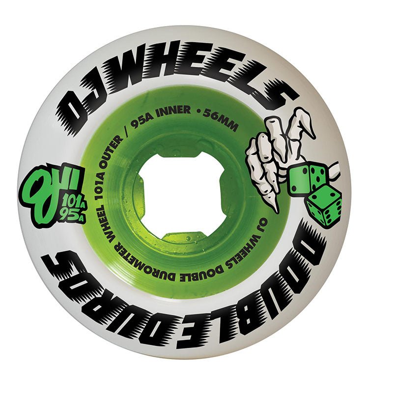 OJ 56mm 101a/95a Double Duro White Green Mini Combo Skateboard Wheels 4pk - 5150 Skate Shop