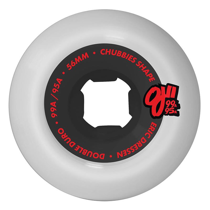 OJ 56mm 99a/95a Double Duro Eric Dressen Rose Skull Chubbies Skateboard Wheels 4pk 5150 Skate Shop
