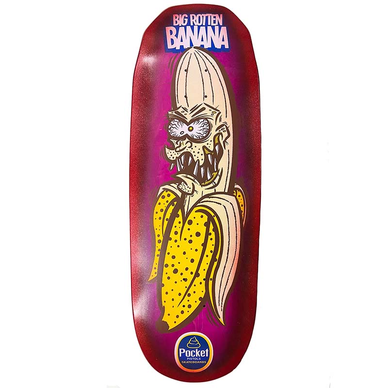 Pocket Pistols (PPS) 10.75" Big Rotten Banana Gigante Pink Stain Orange Fade Glitter Skateboard Deck