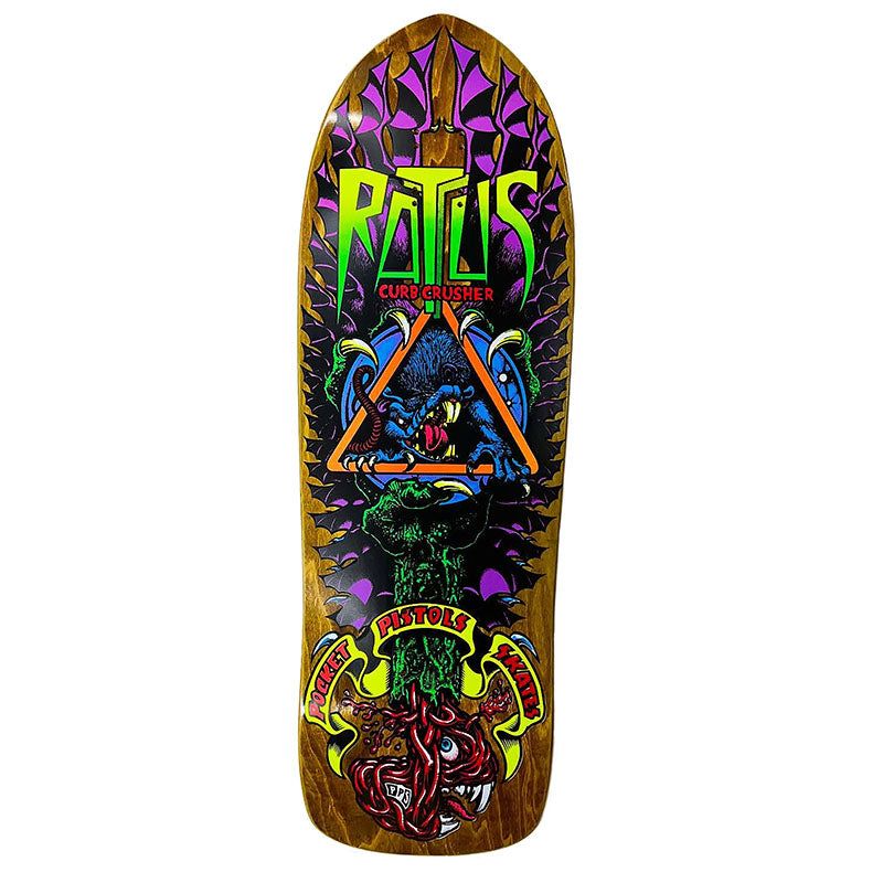 Pocket Pistols 10.25" PPS Rattus Curb Crusher BROWN STAIN Skateboard Deck 5150 Skate Shop