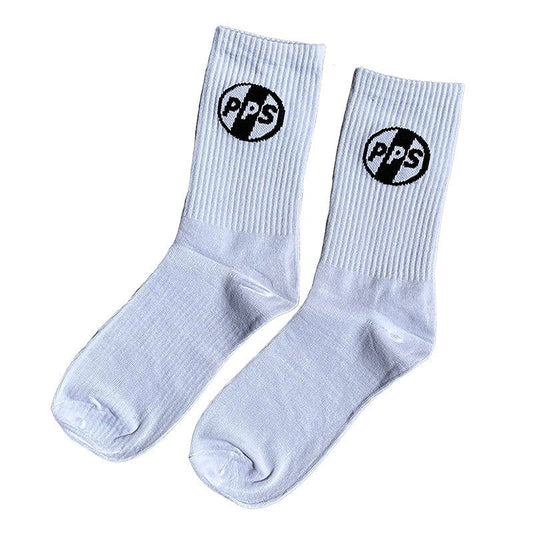 Pocket Pistols PPS Logo White Crew Socks 1pr (Size 9 to 11) 5150 Skate Shop