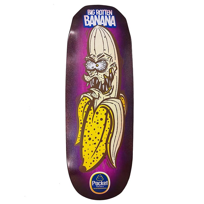 Pocket Pistols (PPS) 10.75" Big Rotten Banana Gigante Pink Stain Gold Glitter Skateboard Deck