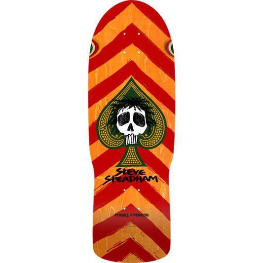 Powell Peralta 10.00" x 30.125" Steadham Skull & Spade Reissue Orange Stain Skateboard Deck 5150 Skate Shop