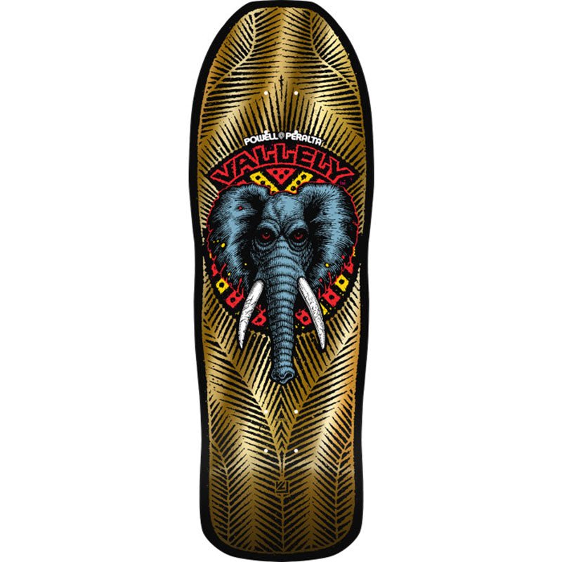 Powell Peralta 10" x 30" Mike Vallely Elephant Reissue Gold Foil Skateboard Deck - 5150 Skate Shop