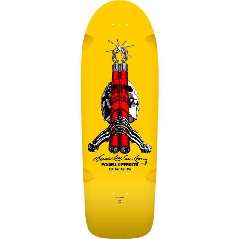 Powell Peralta 10" x 30" Skull & Nunchucks Bruce Lee Collab Yellow Skateboard Deck 5150 Skate Shop