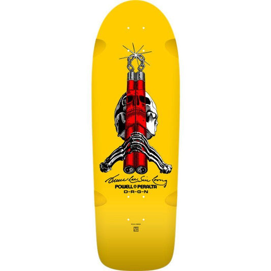Powell Peralta 10" x 30" Skull & Nunchucks Bruce Lee Collab Yellow Skateboard Deck 5150 Skate Shop