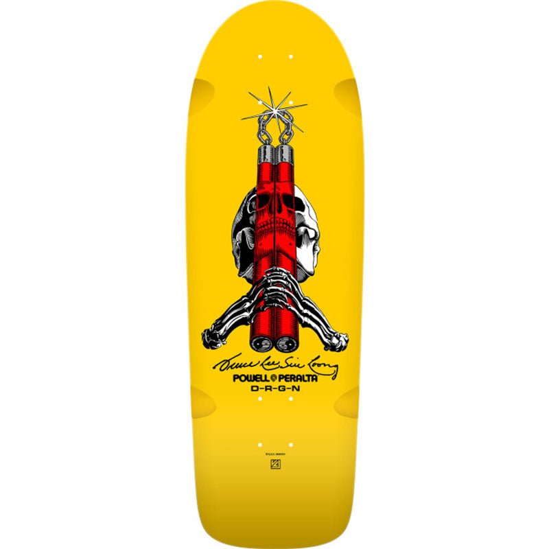 Powell Peralta 10" x 30" Skull & Nunchucks Bruce Lee Collab Yellow Skateboard Deck - 5150 Skate Shop