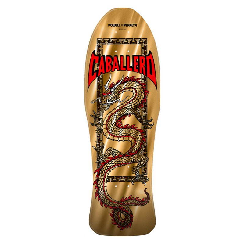 Powell Peralta 10" x 30" Steve Caballero Chinese Dragon Reissue Gold Foil Skateboard Deck