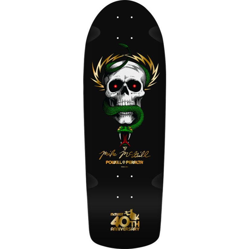 Powell Peralta 10" x 30.125" Mike McGill Skull & Snake McTwist 40th Ann. Gold Foil/Black Skateboard Deck - 5150 Skate Shop