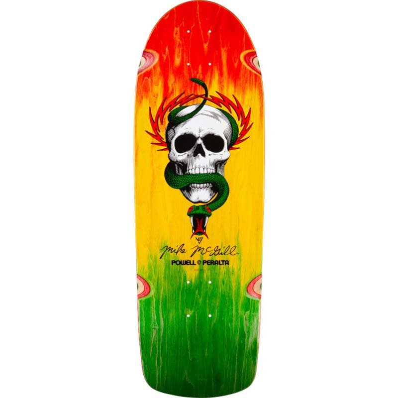 Powell Peralta 10" x 30.125" Mike McGill Skull & Snake Rasta Fade Skateboard Deck