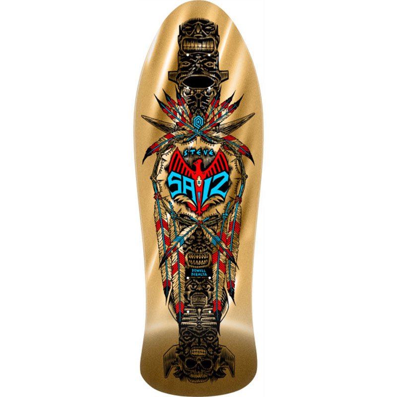 Powell Peralta 10" x 30.81" Steve Saiz Totem Reissue Gold Foil Skateboard Deck