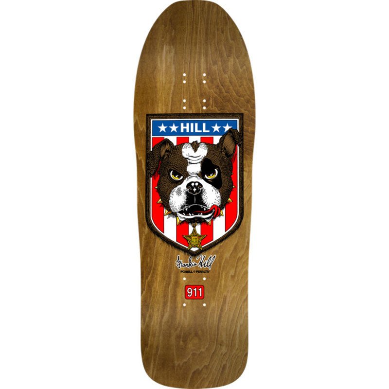 Powell Peralta 10" x 31.5" Frankie Hill Bull Dog Reissue Brown Stain Skateboard Deck - 5150 Skate Shop