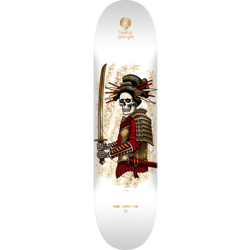 Powell Peralta 8" x 31.45" Sakura Yosozumi Onna - Bugeisha White / Gold Foil Shape 242 K20 Skateboard Deck - 