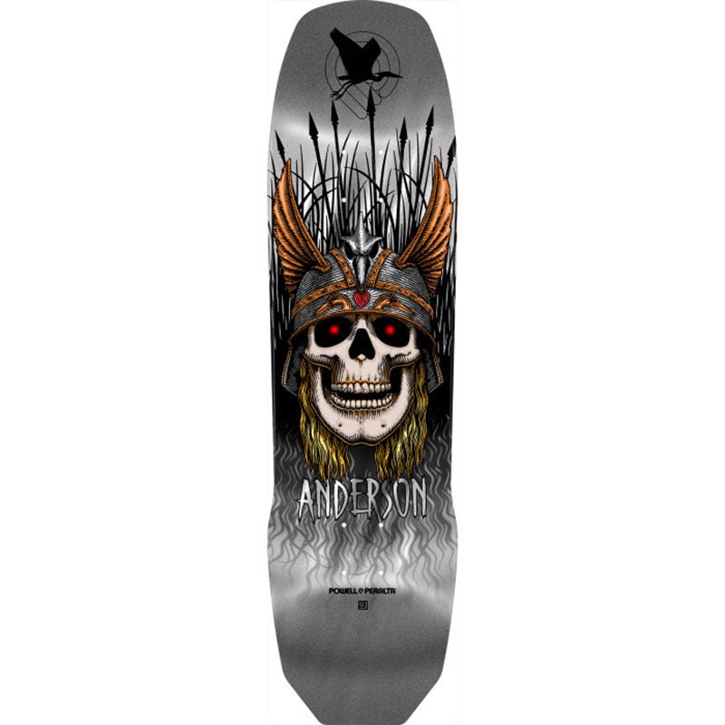 Powell Peralta 8.45" x 31.8" Pro Andy Anderson Heron 7 - Ply Maple Silver Foil Skateboard Deck - 5150 Skate Shop