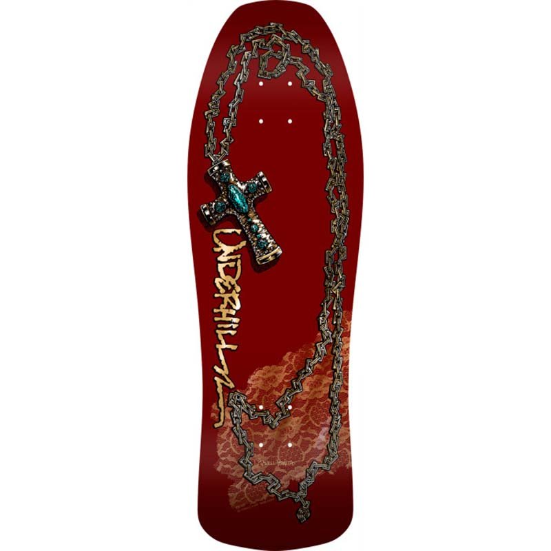 Powell Peralta 9.9" x 31.5" Ray Underhill Cross Reissue Burgundy/Gold Foil Skateboard Deck
