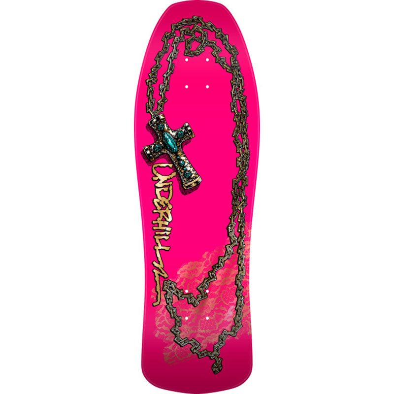 Powell Peralta 9.9" x 31.5" Ray Underhill Cross Reissue Pink/Gold Foil Skateboard Deck