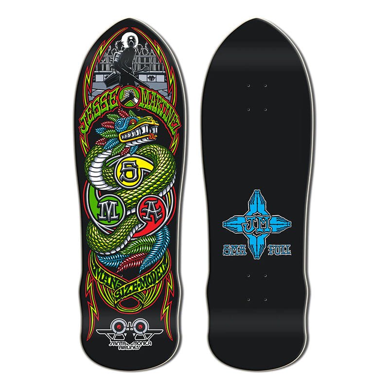 (Pre - Order) Santa Monica Airlines 9.875" x 31.375" JESSE MARTINEZ SNAKE Series 4 BLACK DIP Skateboard Deck