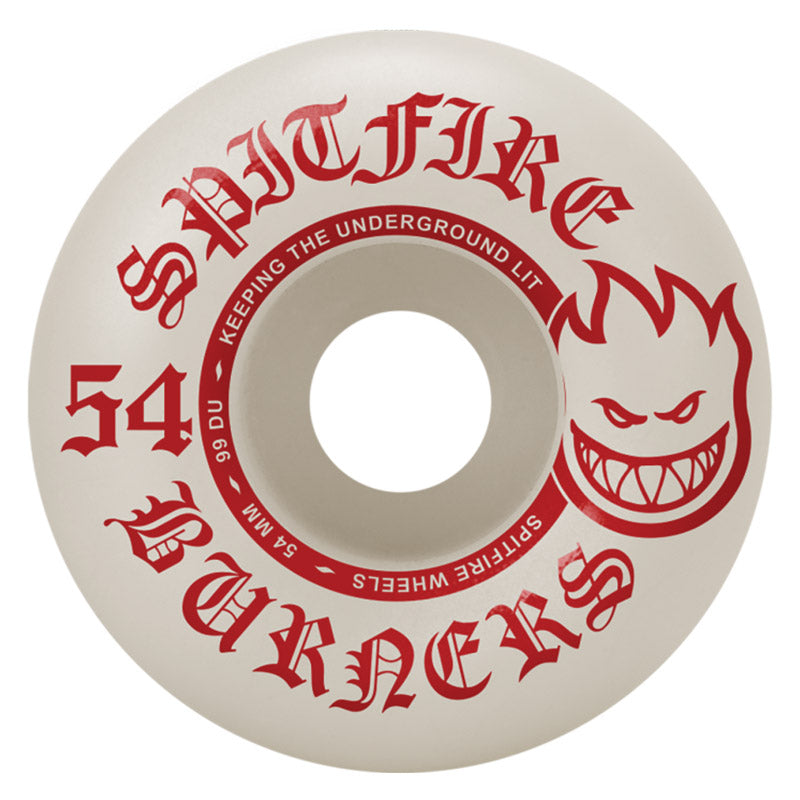 Spitfire 54mm 99a BURNERS  White/Red Skateboard Wheels 4pk
