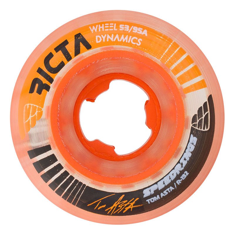 Ricta 53mm 95a Asta Speedrings Clear Orange Slim Skateboard Wheels 4pk