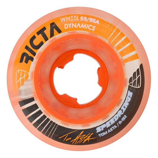 Ricta 53mm 95a Asta Speedrings Clear Orange Slim Skateboard Wheels 4pk 5150 Skate Shop