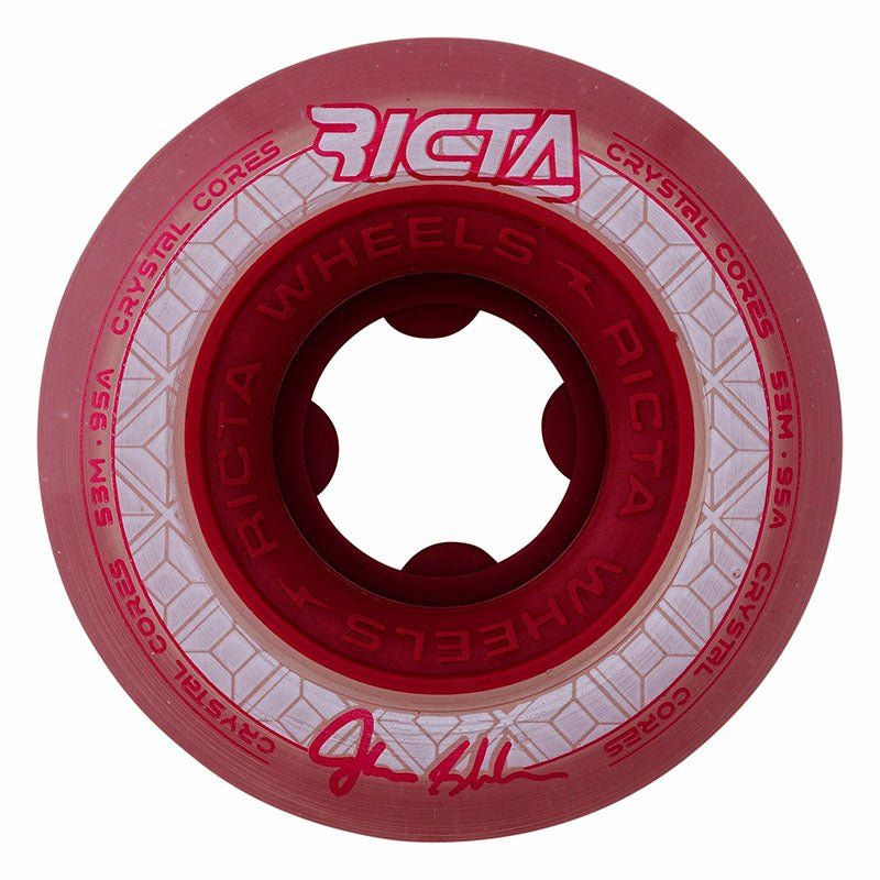 Ricta 53mm 95a Shanahan Crystal Cores Clear Metallic Red Skateboard Wheels 4pk 5150 Skate Shop