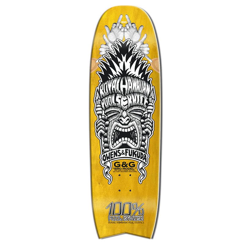 Royal Hawaiian Pool Service 9.5" x 32.25" BRO MODEL Yellow Stain Skateboard Deck 5150 Skate Shop