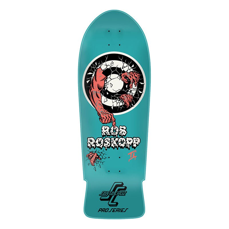 Santa Cruz 10.35" x 30.06" Roskopp Two Reissue TURQ DIP Skateboard Deck - 5150 Skate Shop