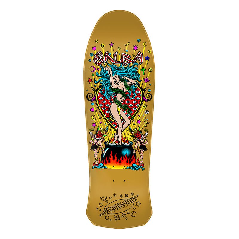 Santa Cruz 10.4" x 32" Salba Witch Doctor Reissue GOLD DIP Skateboard Deck - 5150 Skate Shop