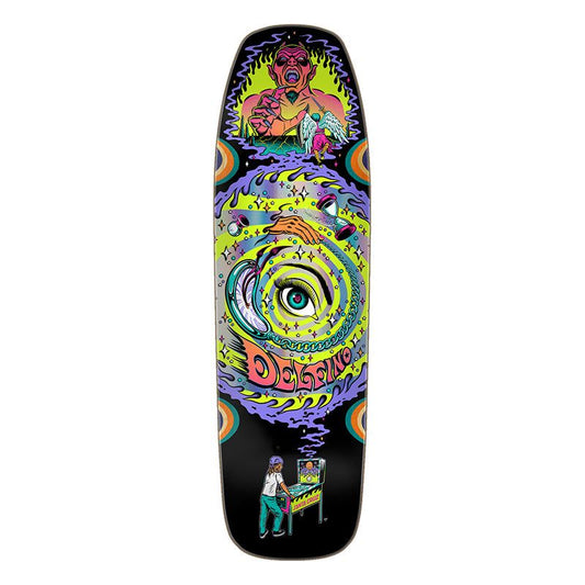 Santa Cruz 9.14" x 31.50" Delfino Pinball Vision Pro Shaped Skateboard Decks 5150 Skate Shop
