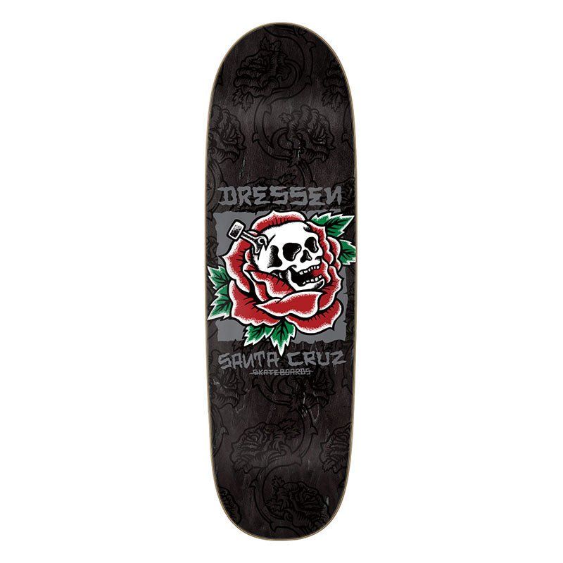 Santa Cruz 9.25" x 31.95" Dressen Skull Rose Pro Shaped Skateboard Deck 5150 Skate Shop