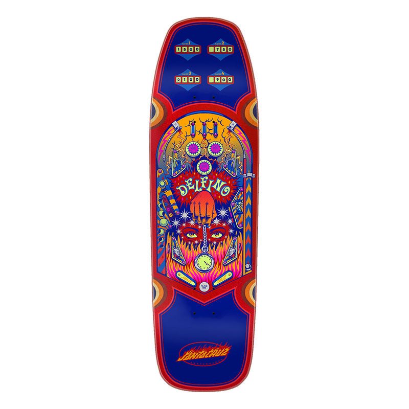 Santa Cruz 9.14" x 31.50" Delfino Pinball Pro Shaped Skateboard Deck