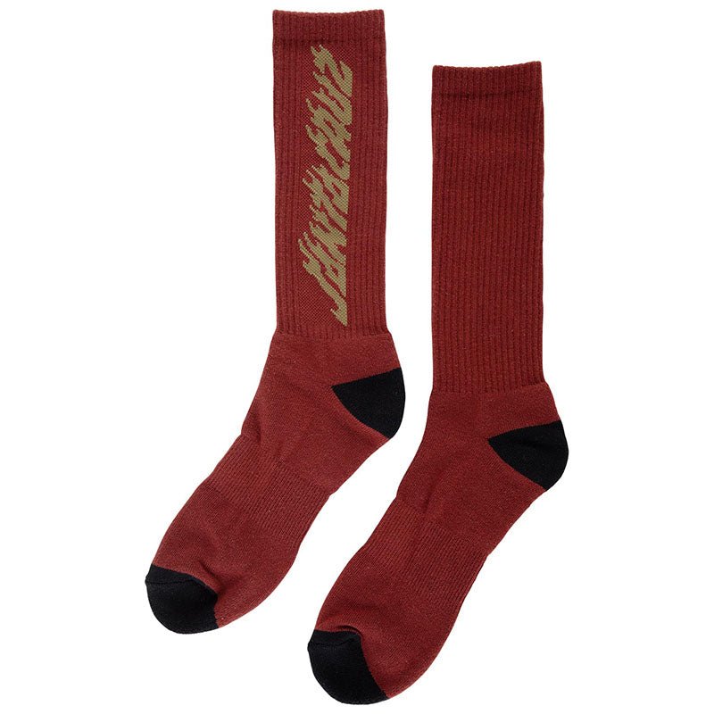 Santa Cruz Solid Flame Strip Maroon Mens Socks 1pr
